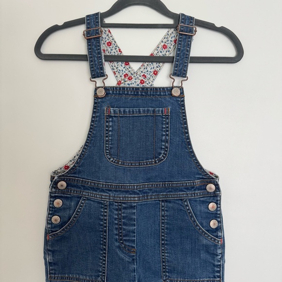 Mini Boden Girls 7-8Y Denim Overalls Medium Wash Stretch Pockets - Picture 3 of 10